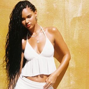 Garage White Crochet Halter Crop Top S